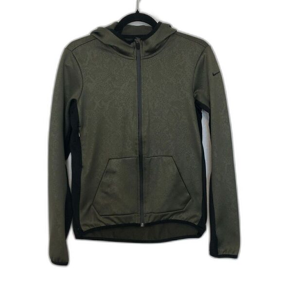 NIKE Sweatshirt Women's Size Small Green Black Vixen Therma-Fit Snake Print - Picture 1 of 13
